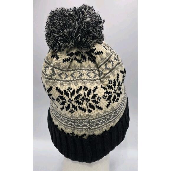 Ozark Trail Pom Snowflake Beanie Winter Fairisle Knit Cuff Hat NWT 3M Thinsulate - Picture 6 of 11